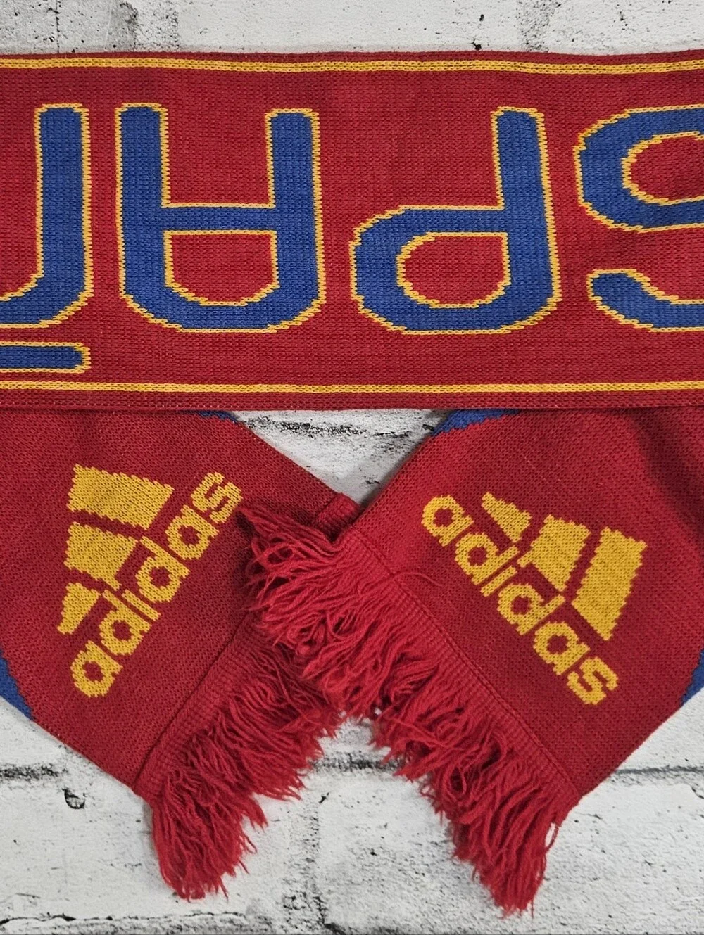 Adidas Spain Espana Soccer Fan Scarf Red Blue Yellow Football Knit